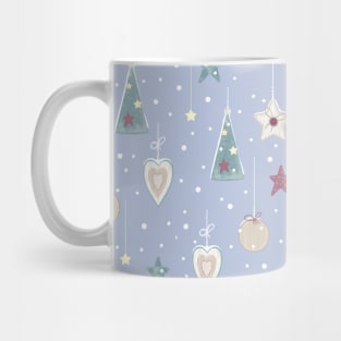 Rustic Pastel Colors Christmas Tree Stars and Hearts Pattern Mug